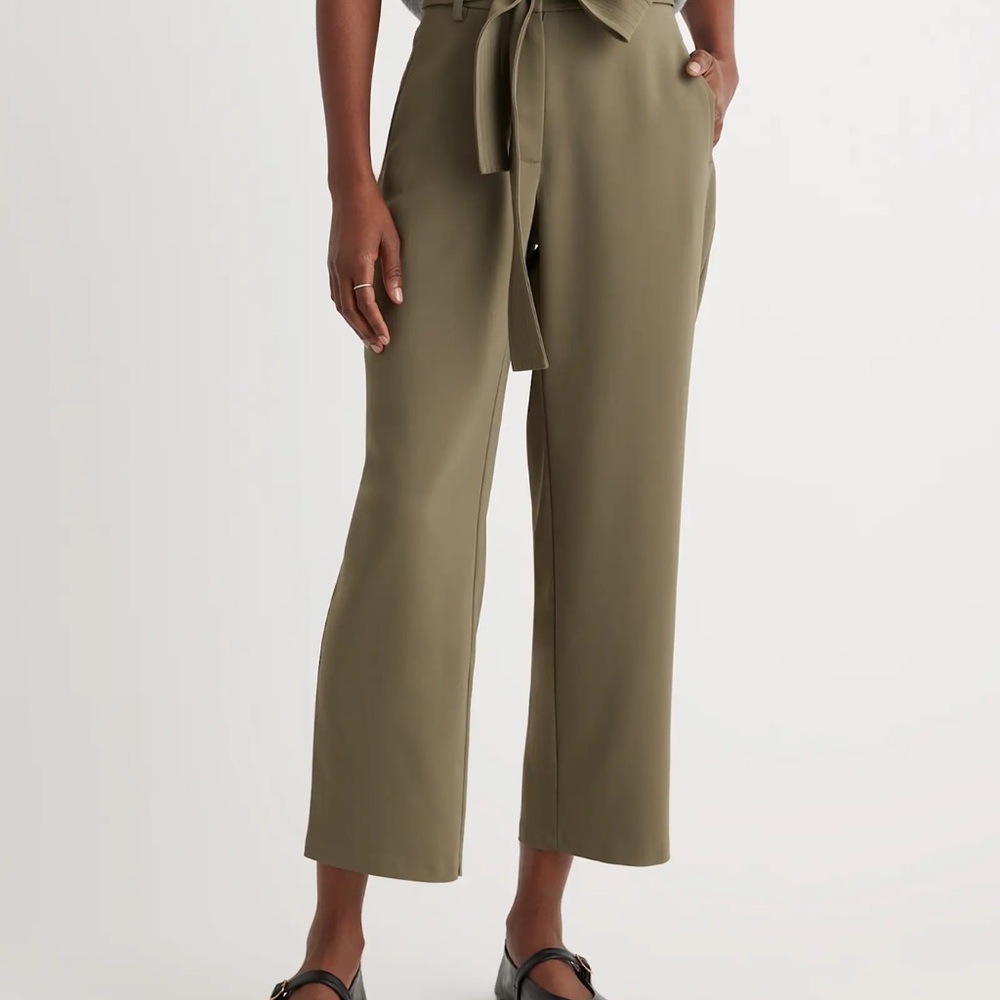 Quince Stretch Crepe Paperbag Pants – Olive – Size 4 – NWT